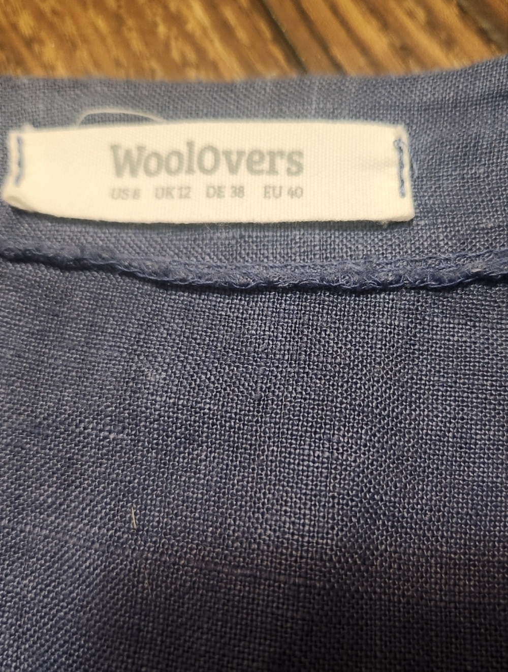 WoolOvers 100% Linen Relaxed Tunic Pocket Dress Blue Size 8 EUC - Picture 9 of 10